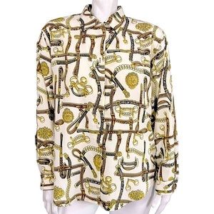 Elegant Gold and Brown Button Down Shirt